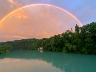 rainbow, water, river