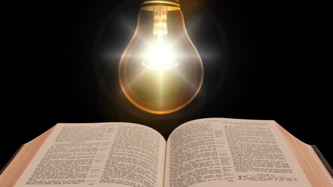 bible, book, light bulb