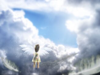 angel, track, clouds