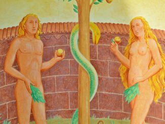 mural, painting, wall painting, art, picture, artwork, housewall, artful, believe, christianity, facade painting, church image, religion, adam, eva, line, adam and eve, paradise, adam, adam, adam, eva, eva, eva, eva, eva