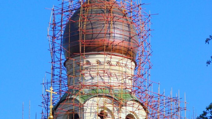 church, restoration, repair, temple, orthodox church, city, architecture, antiquity, russia, moscow, dome